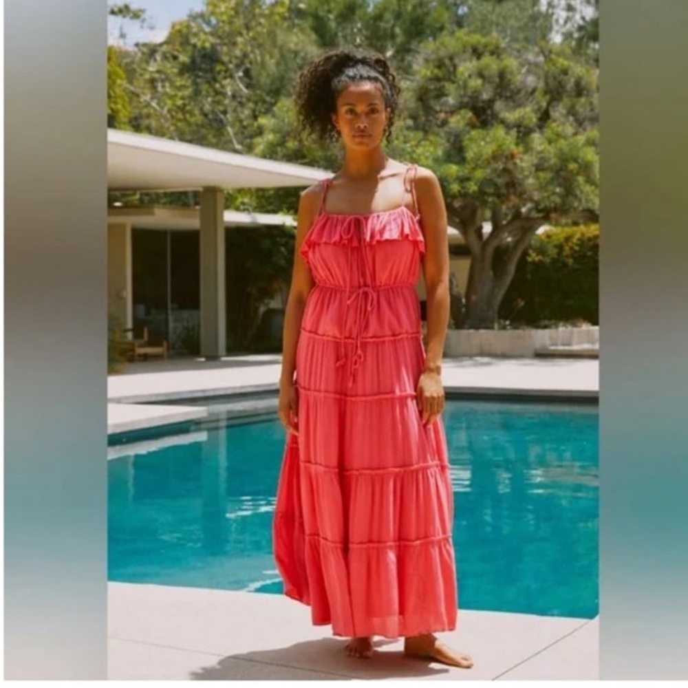 Anthropologie pink maxi sundress